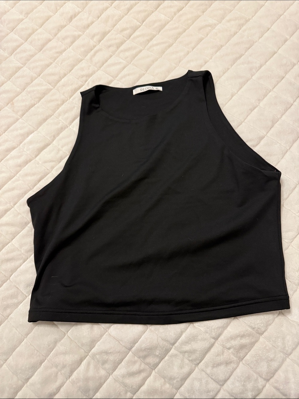 Reformation Black Cropped Tank with Scoop Neck